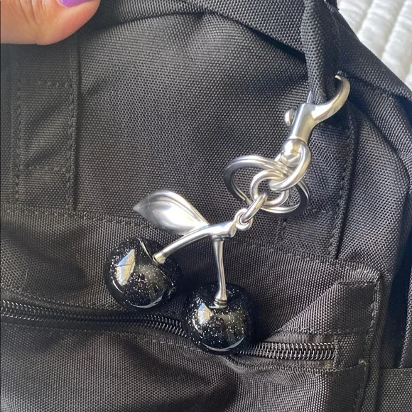 Black Mini Backpack with Keychain - Picture 3 of 7